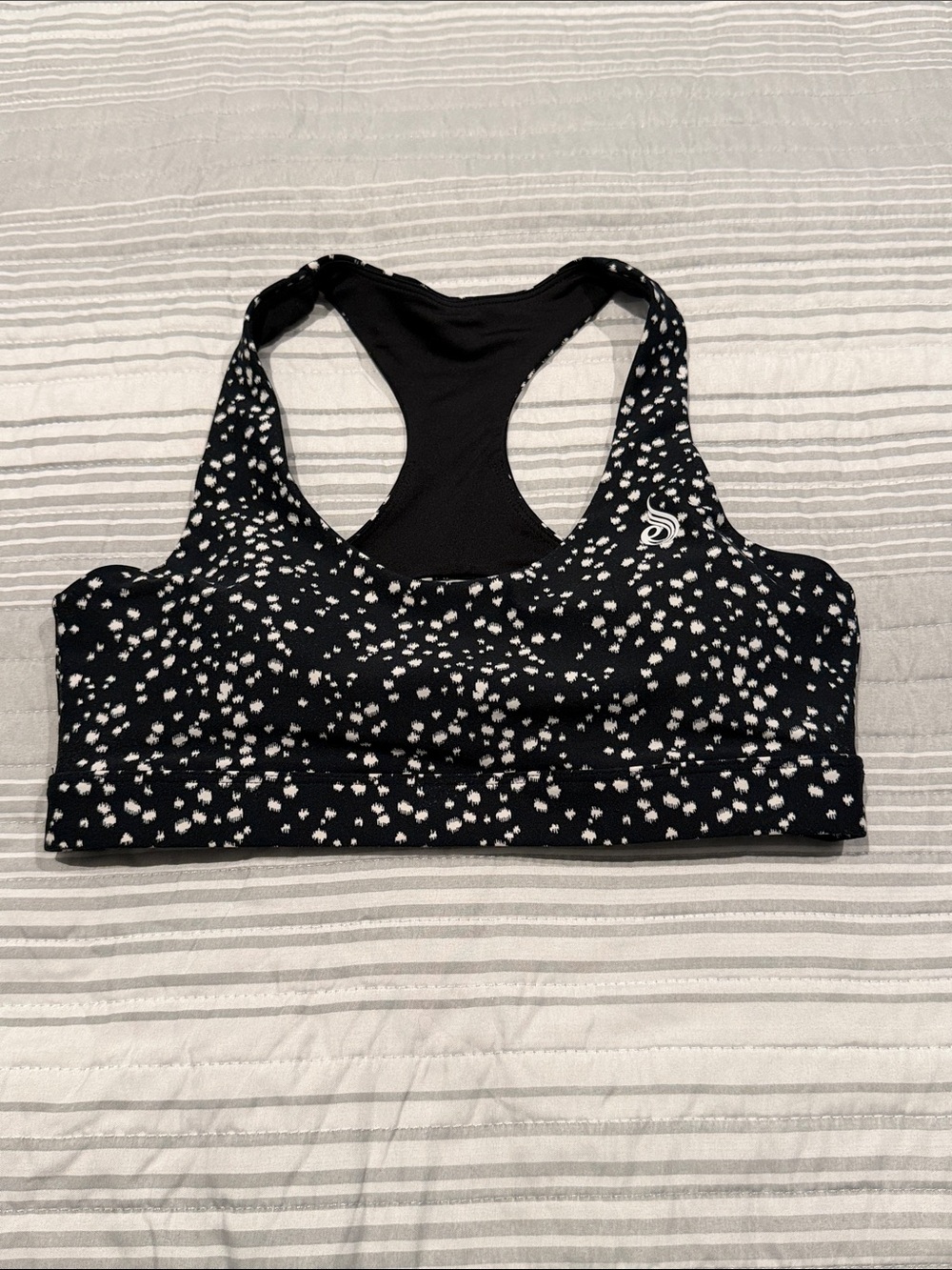 Ryderwear Black with White Speckle Racerback Sports Bra